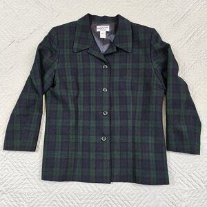 Pendleton Blazer Jacket Womens 10 Plaid 100% Virgin Wool Lined Made in USA